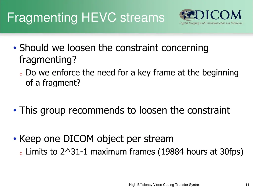 fragmenting hevc streams