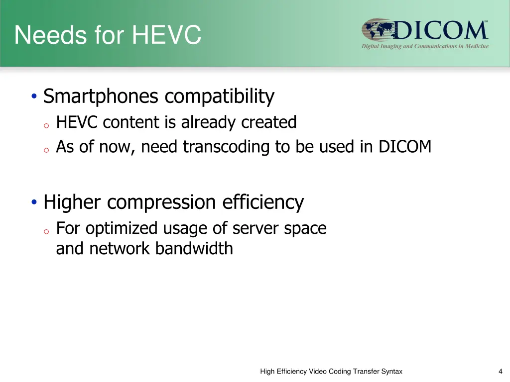 needs for hevc