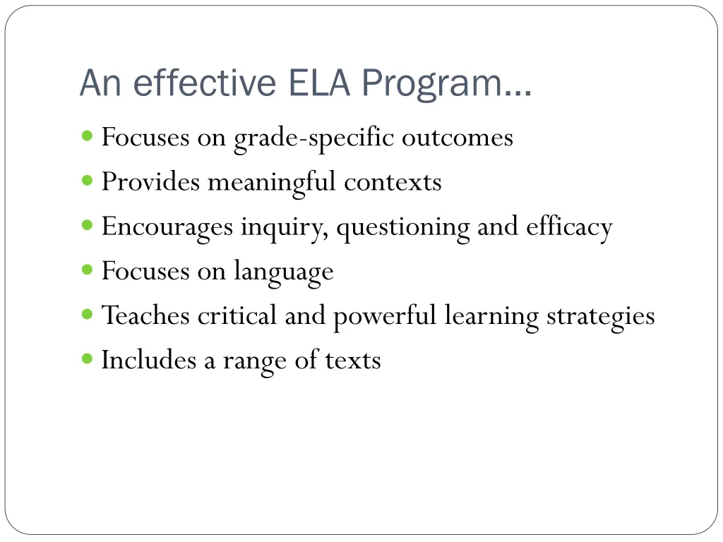 an effective ela program