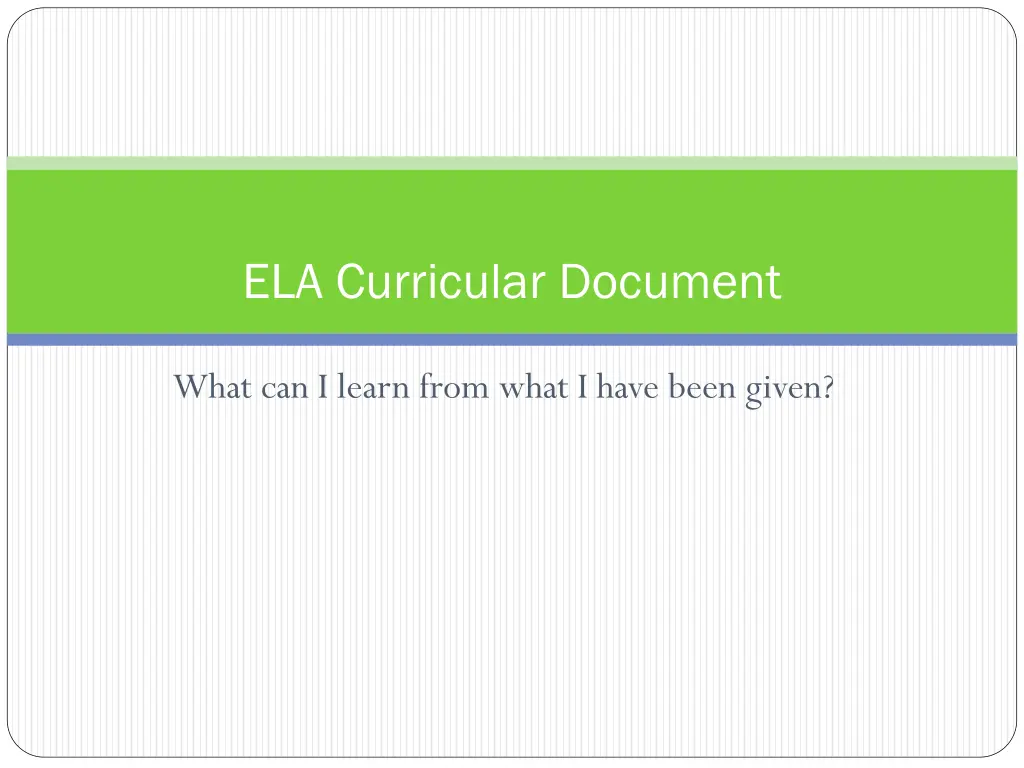 ela curricular document