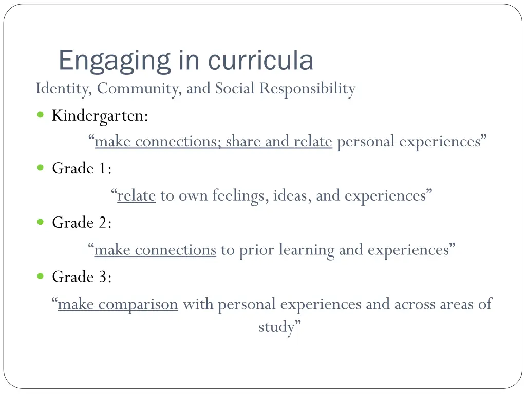 engaging in curricula identity community