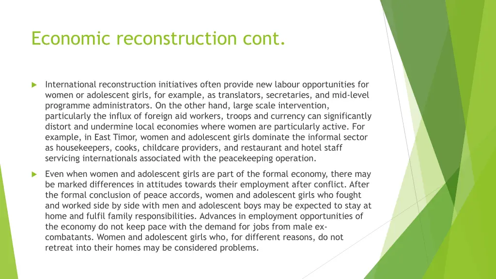 economic reconstruction cont