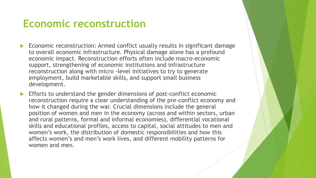 economic reconstruction