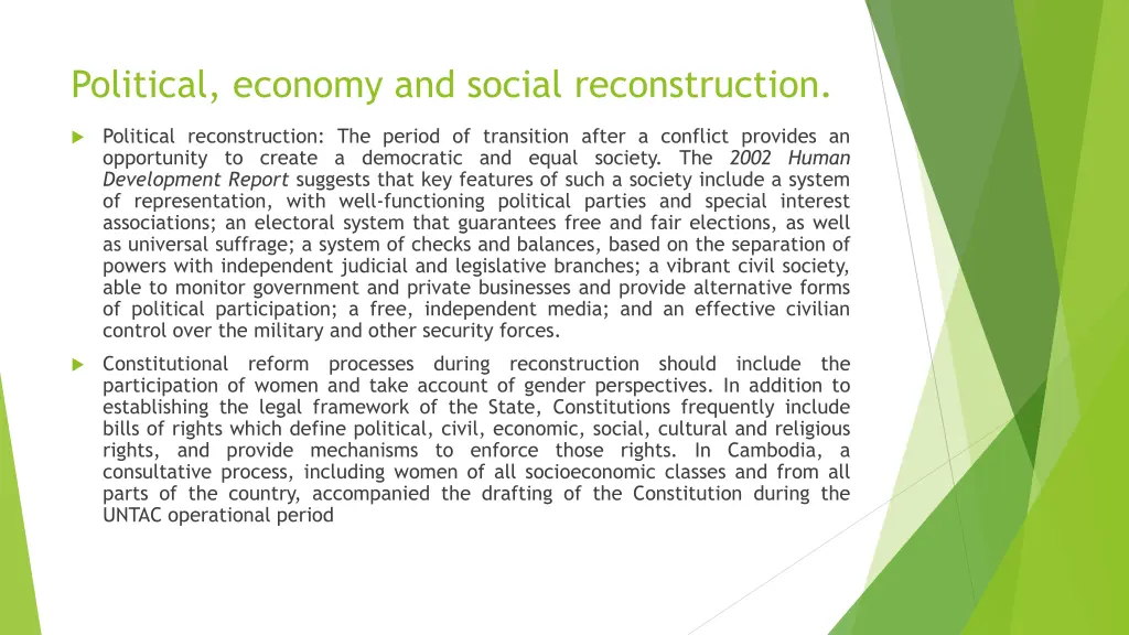 political economy and social reconstruction