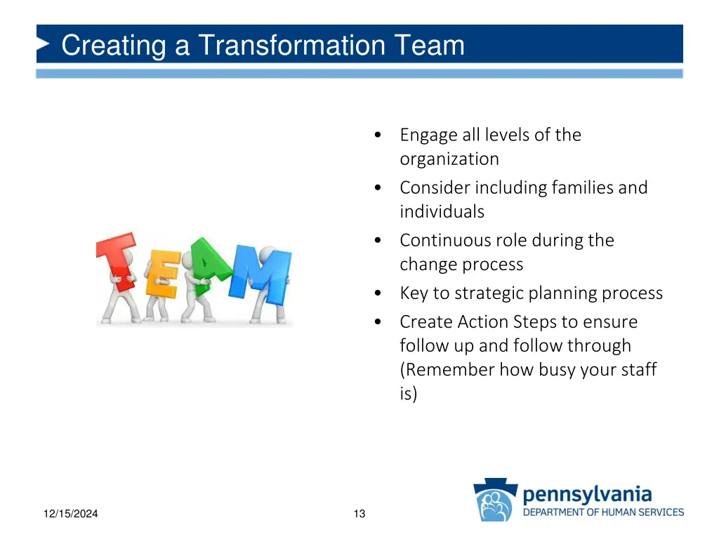 creating a transformation team