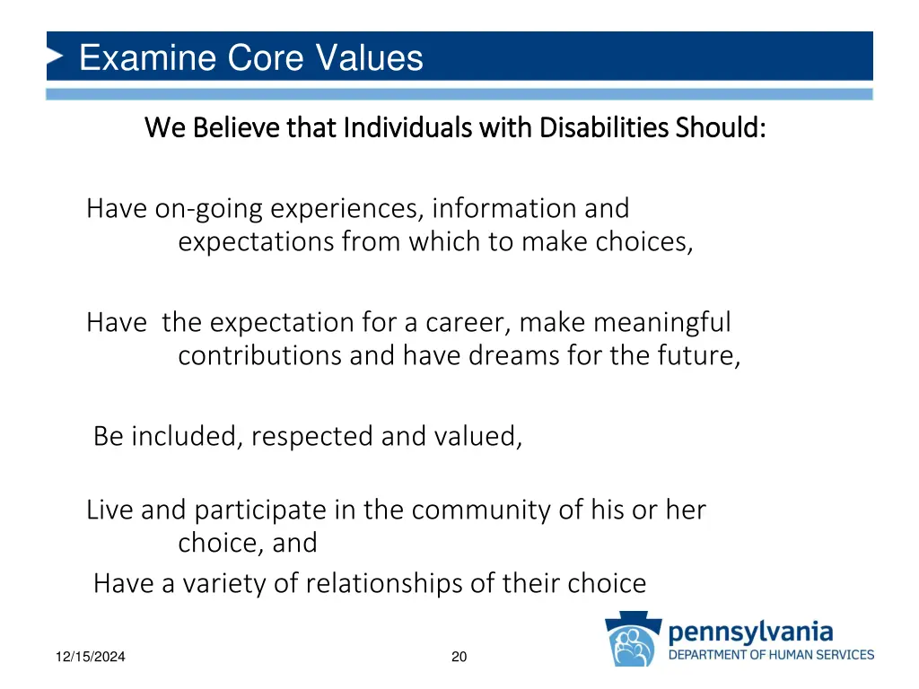 examine core values