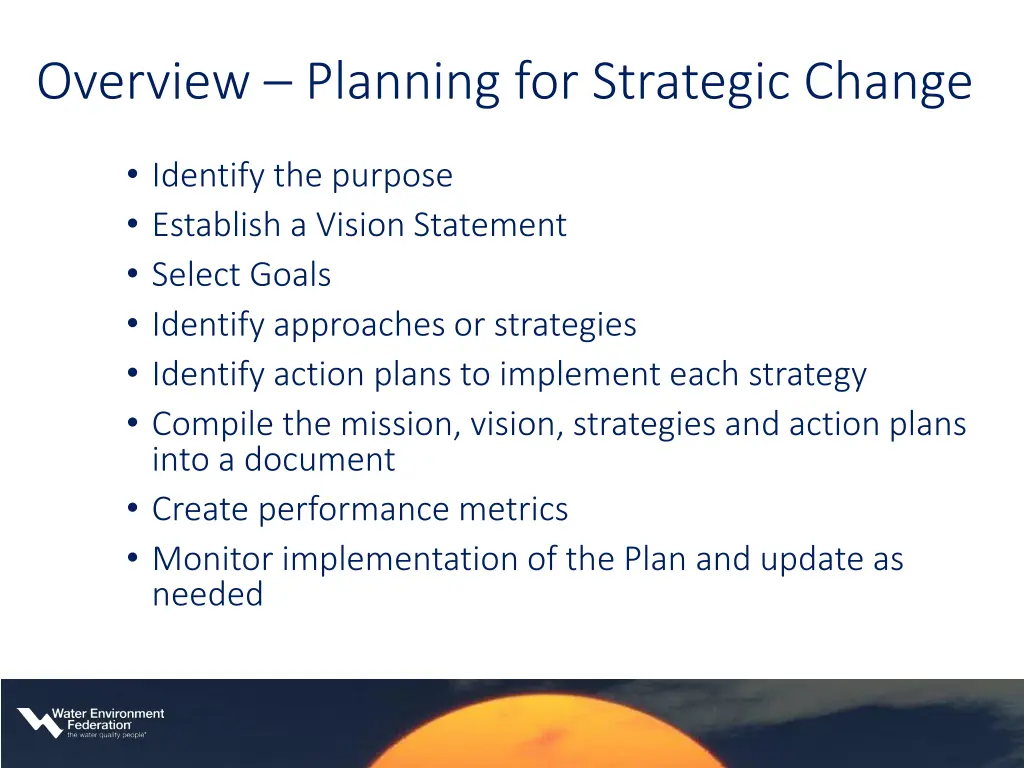 overview planning for strategic change