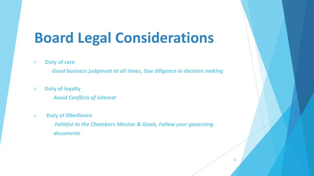 board legal considerations