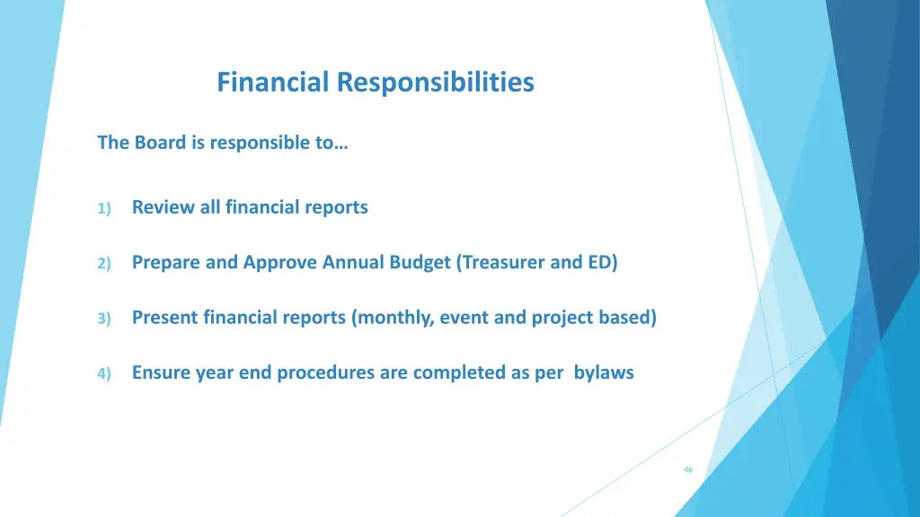 financial responsibilities