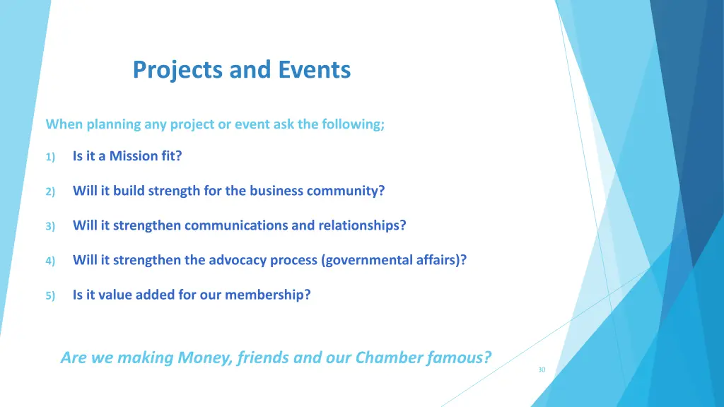 projects and events