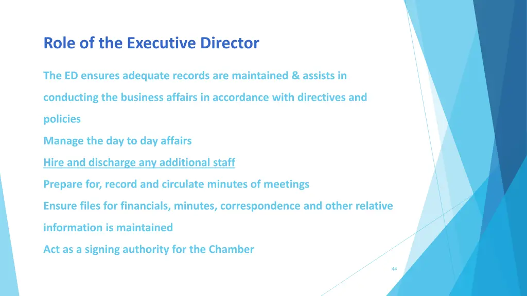 role of the executive director