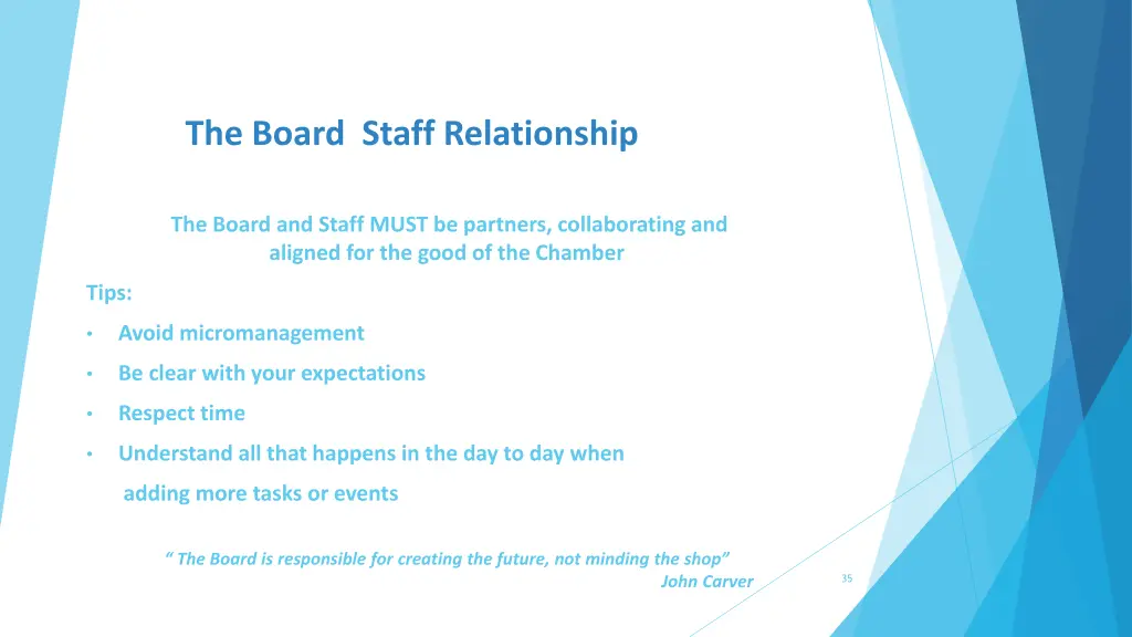 the board staff relationship