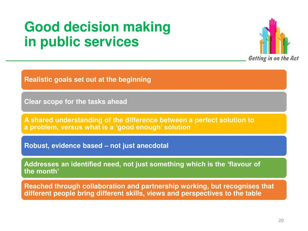 good decision making in public services