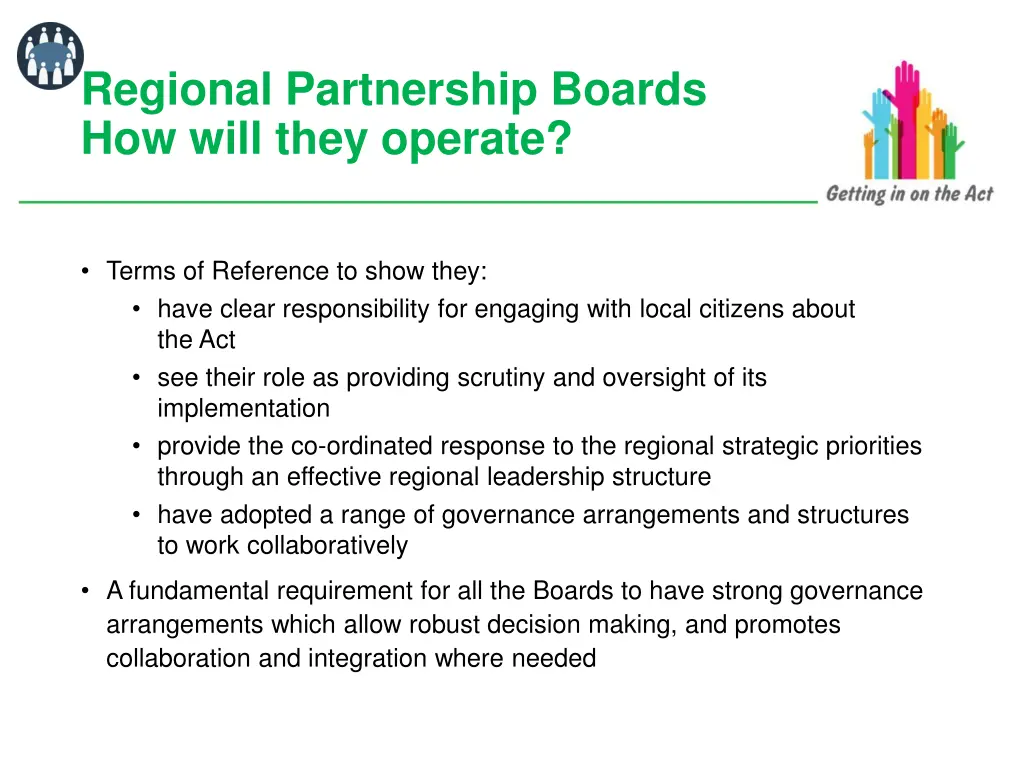 regional partnership boards how will they operate