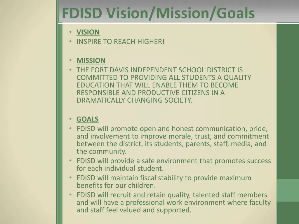 fdisd vision mission goals