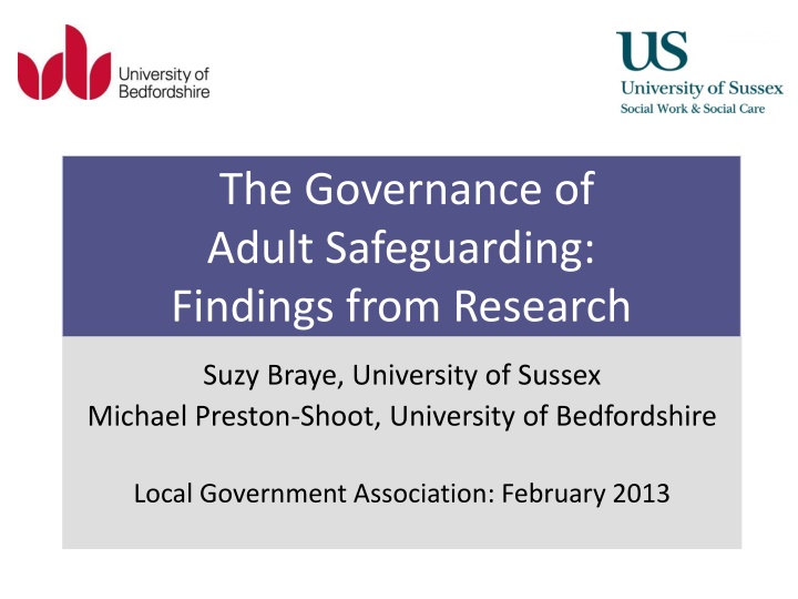 the governance of adult safeguarding findings