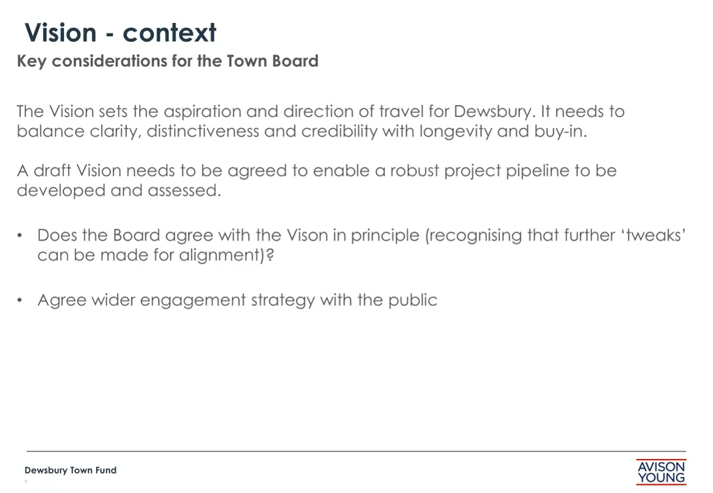 vision context key considerations for the town