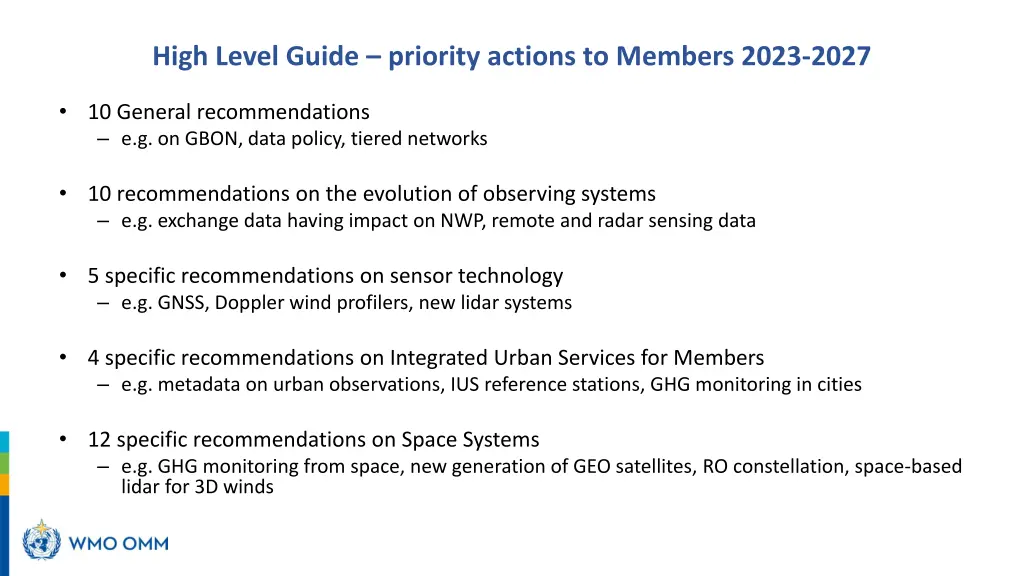 high level guide priority actions to members 2023