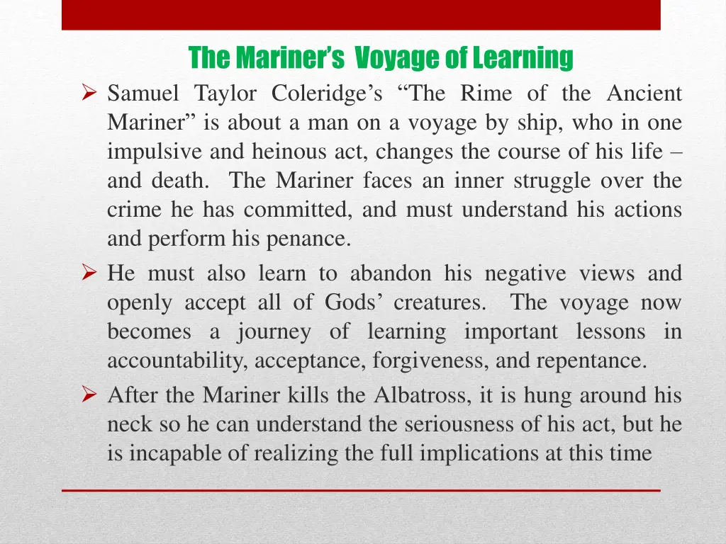 the mariner s voyage of learning samuel taylor