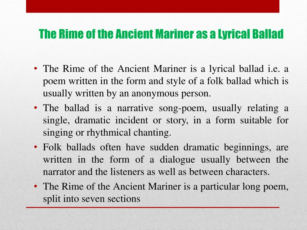 the rime of the ancient mariner as a lyrical