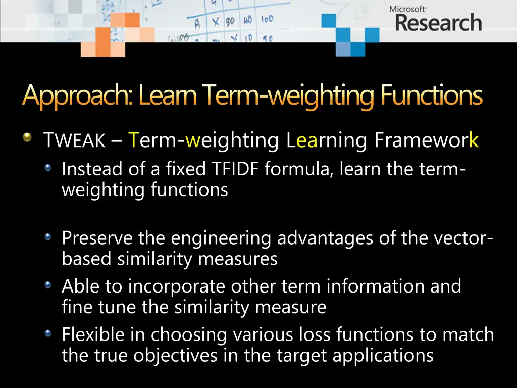 approach learn term weighting functions