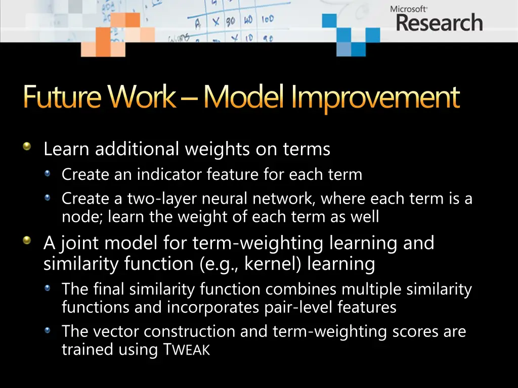 future work model improvement