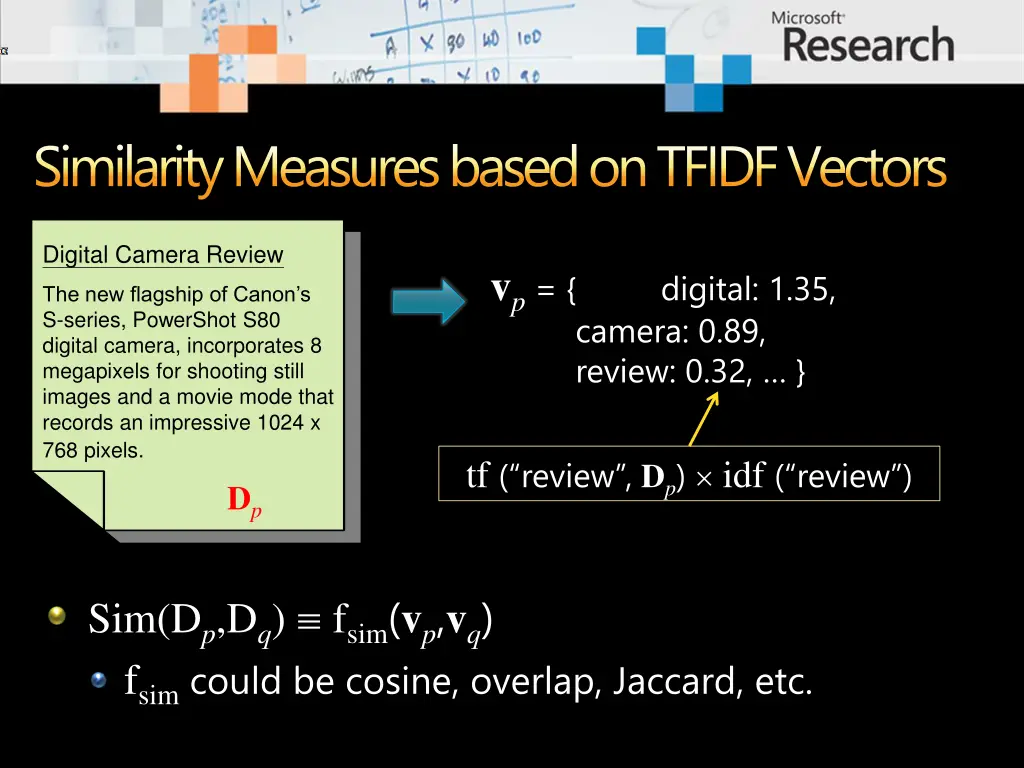 similarity measures based on tfidf vectors