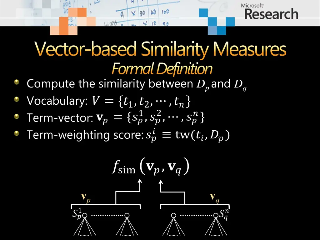 vector based similarity measures formal