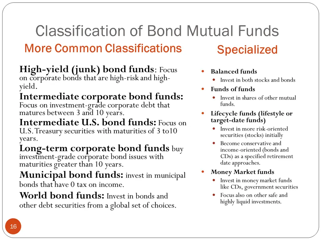 classification of bond mutual funds more common