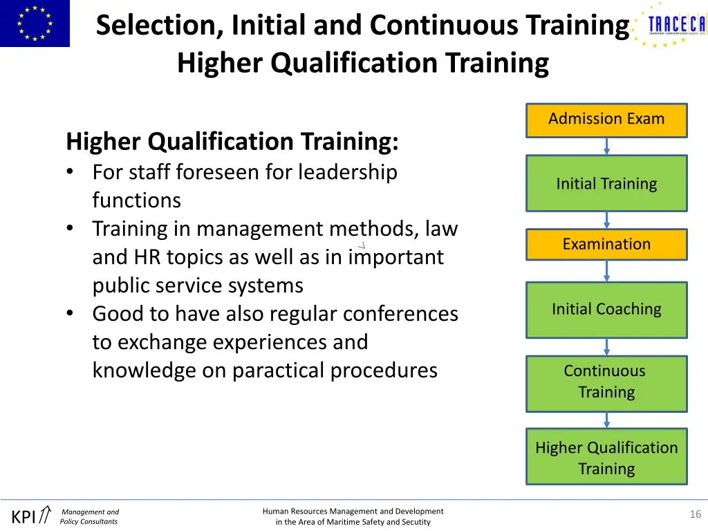 selection initial and continuous training higher