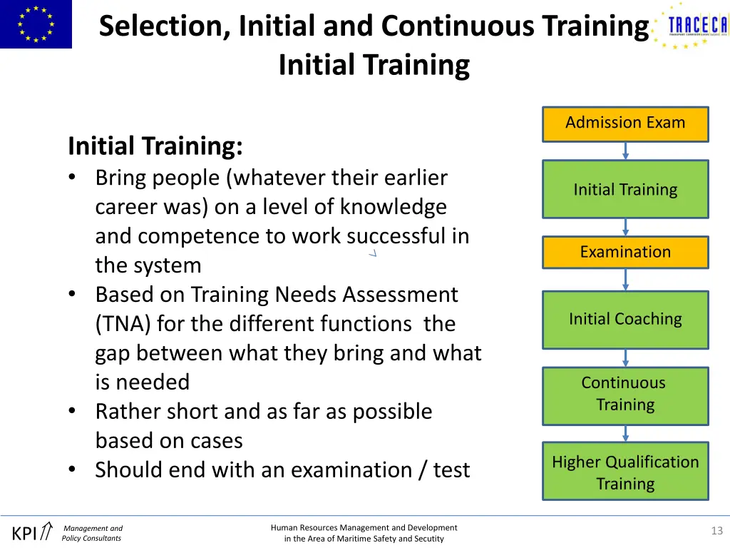 selection initial and continuous training initial