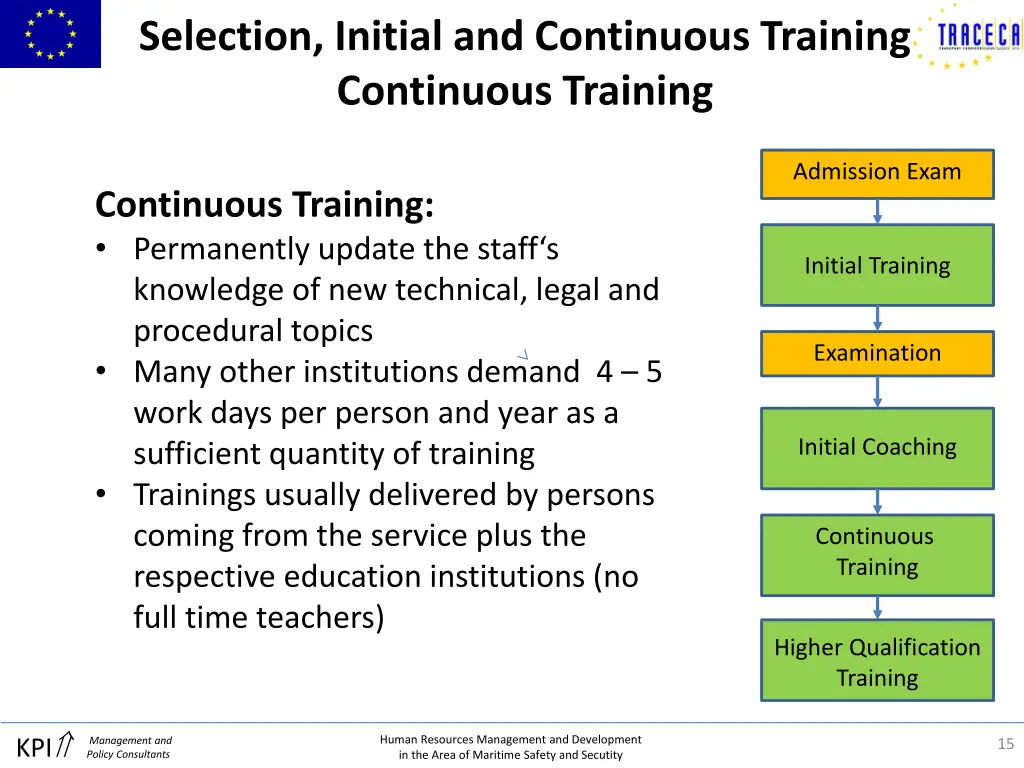 selection initial and continuous training