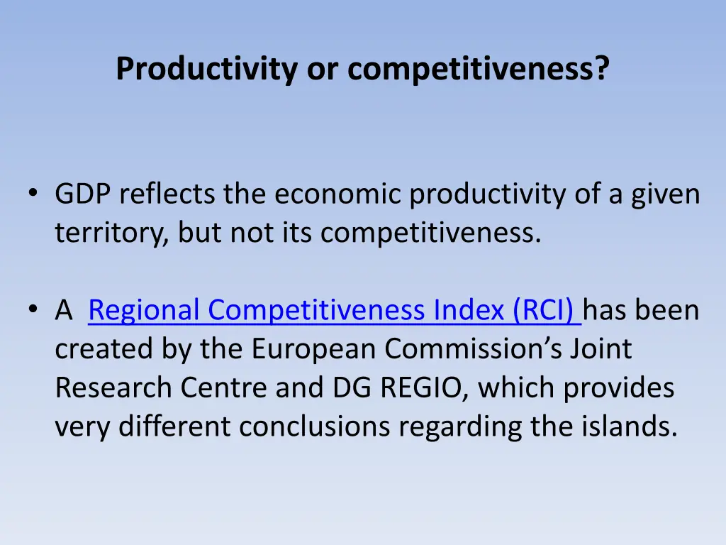 productivity or competitiveness