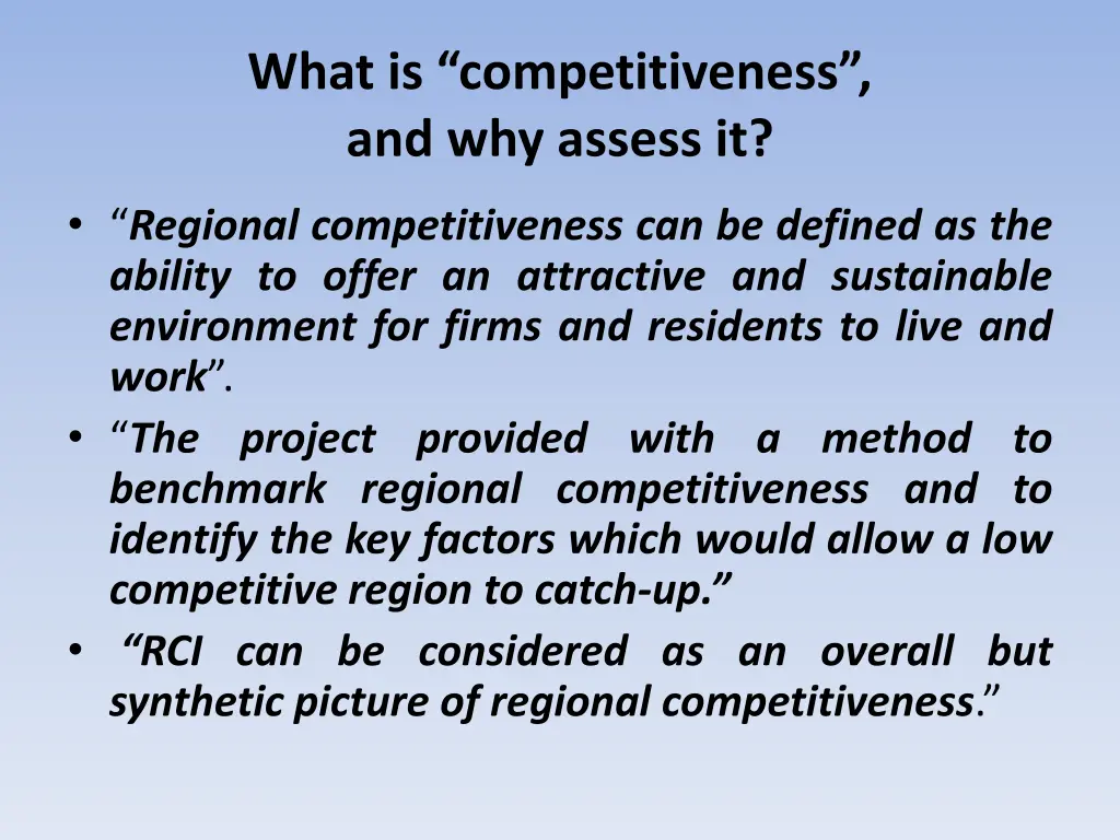 what is competitiveness and why assess it