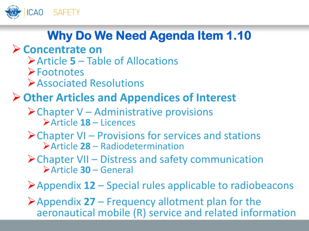 why do we need agenda item 1 10 why do we need