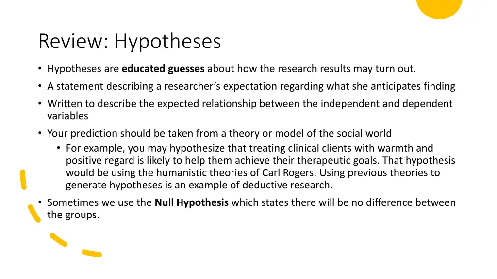 review hypotheses