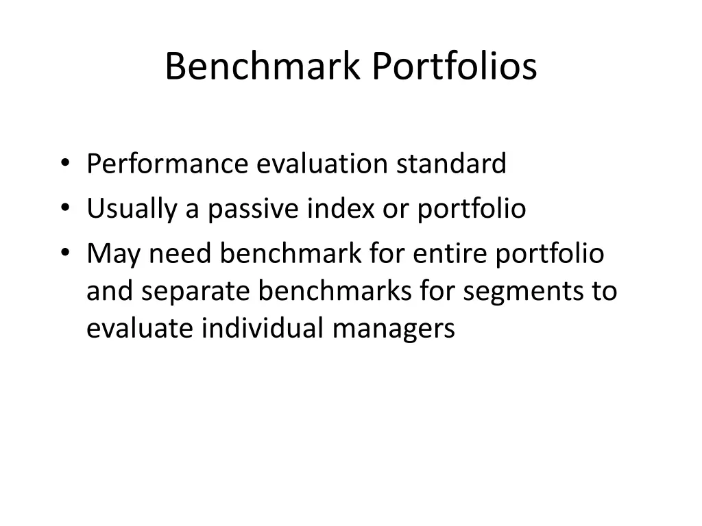 benchmark portfolios