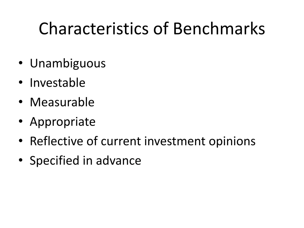 characteristics of benchmarks