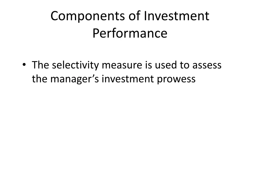 components of investment performance 1