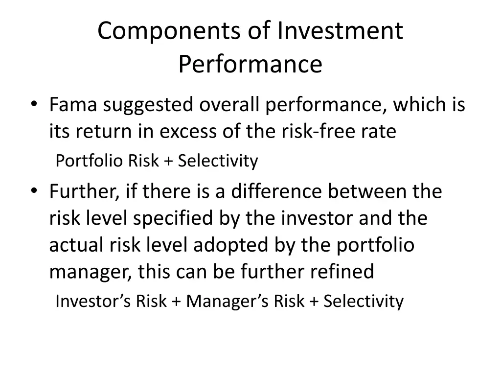 components of investment performance