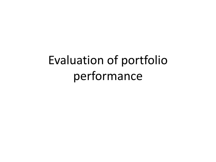 evaluation of portfolio performance