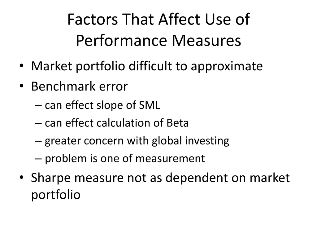 factors that affect use of performance measures