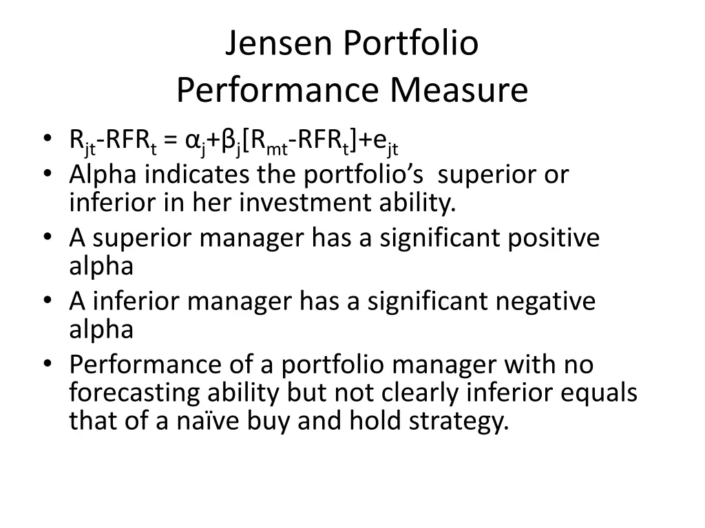 jensen portfolio performance measure