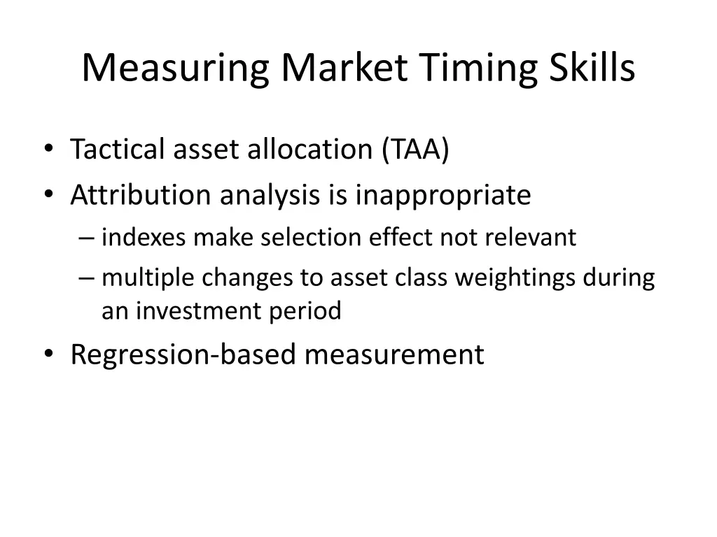 measuring market timing skills