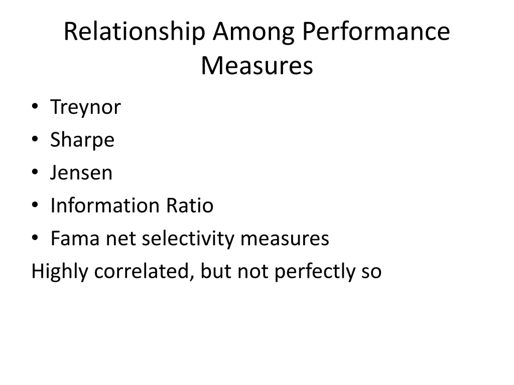 relationship among performance measures