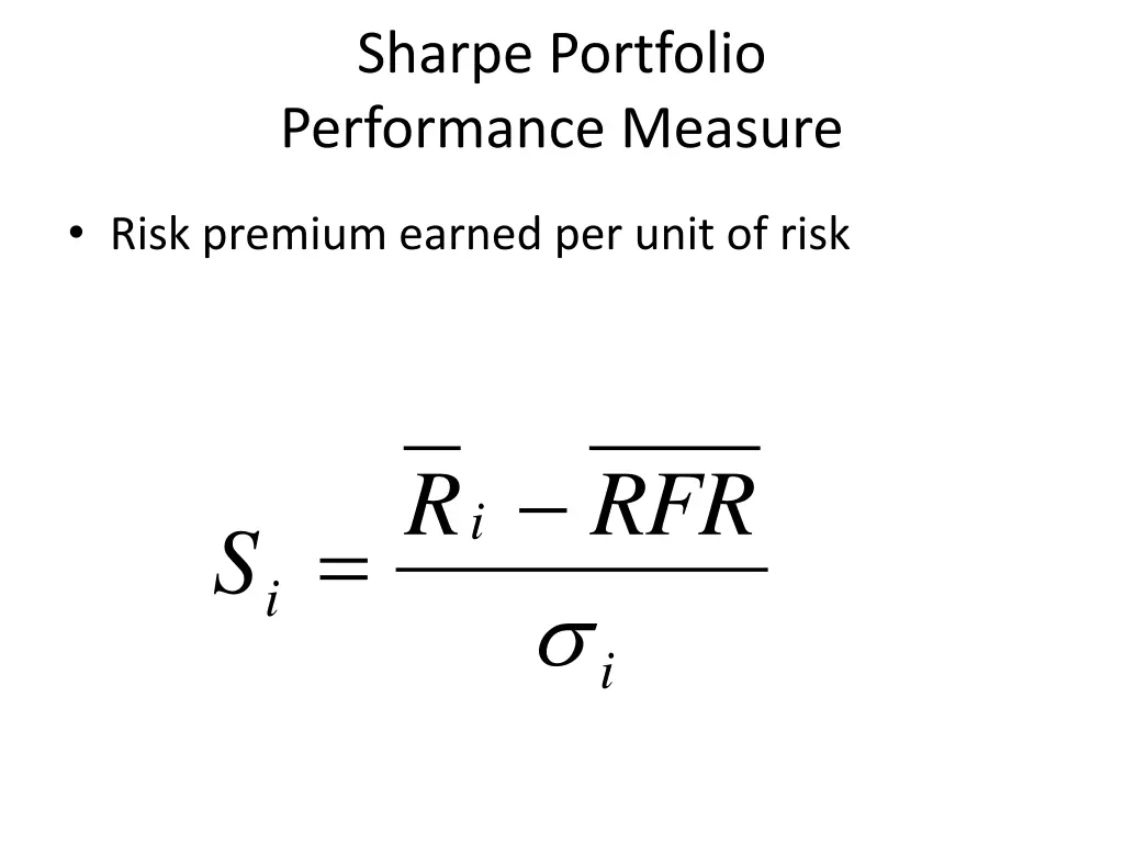 sharpe portfolio performance measure