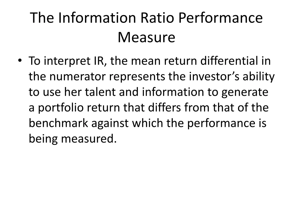 the information ratio performance measure 1