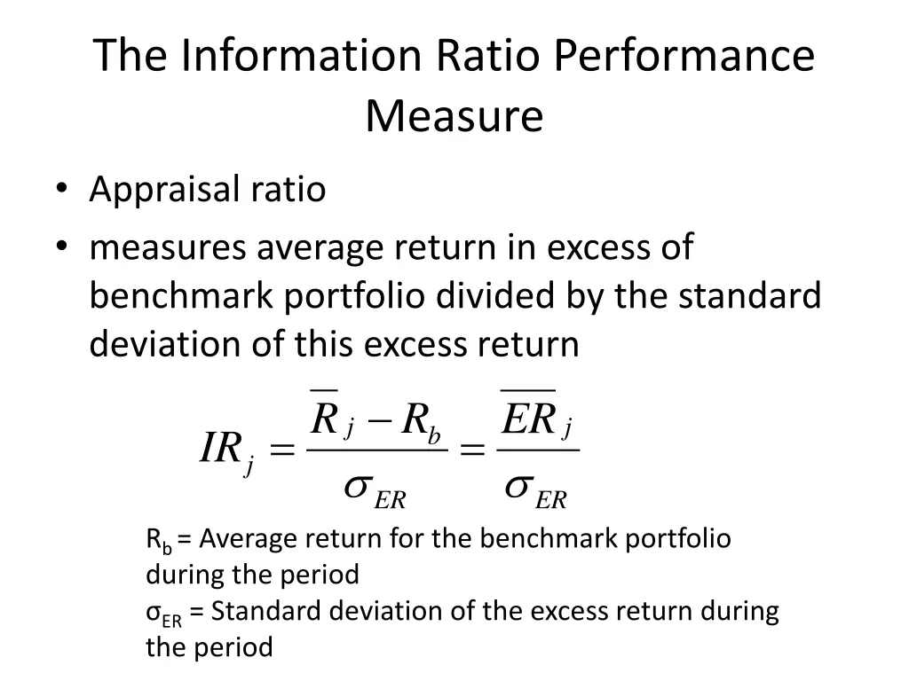 the information ratio performance measure