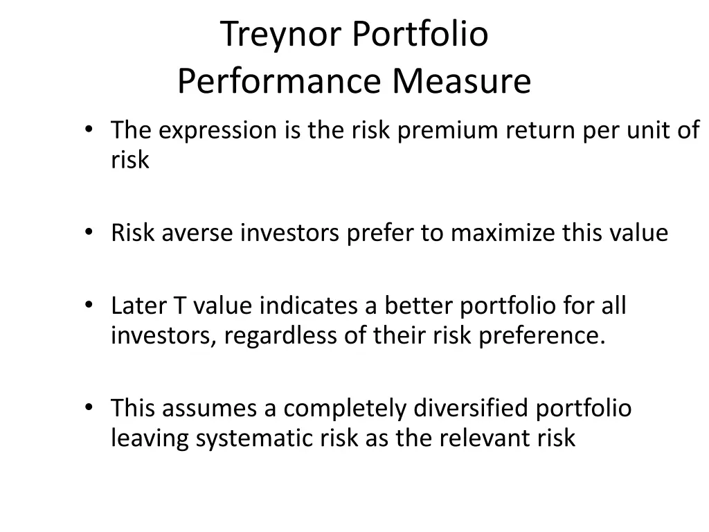 treynor portfolio performance measure 2