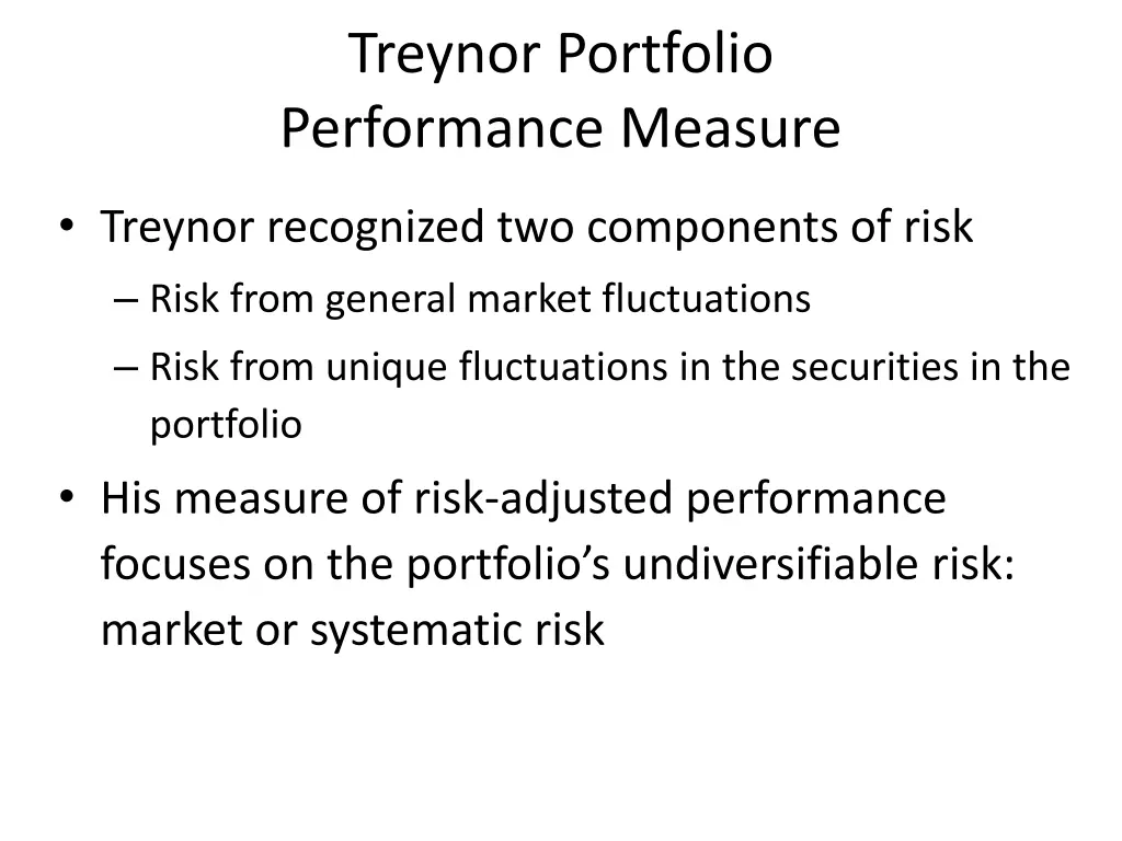 treynor portfolio performance measure